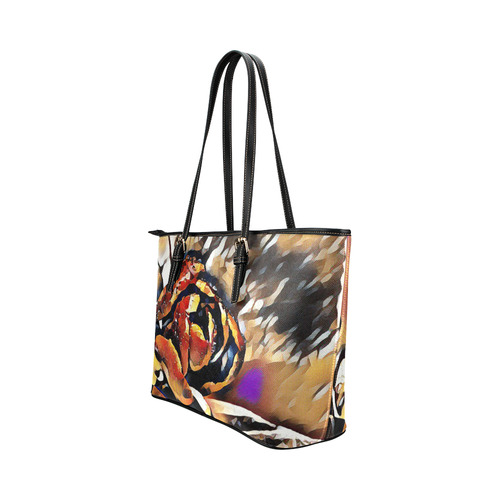 FineArt Colorful Tulip Leather Tote Bag/Large (Model 1651)