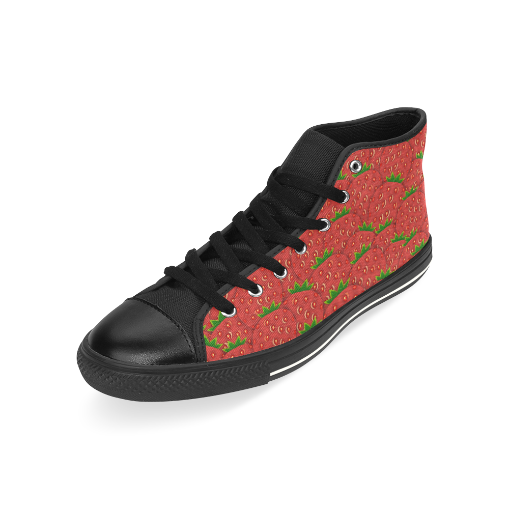 Strawberry Patch High Top Canvas Women's Shoes/Large Size (Model 017)