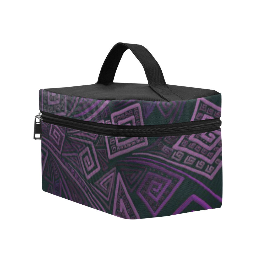 Psychedelic 3D Square Spirals - purple Cosmetic Bag/Large (Model 1658)