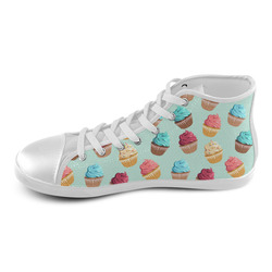 Cup Cakes Party High Top Canvas Kid's Shoes (Model 002)