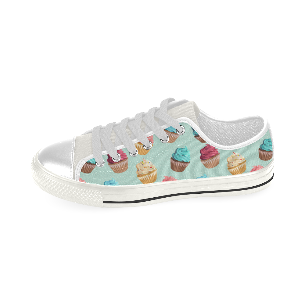 Cup Cakes Party Low Top Canvas Shoes for Kid (Model 018)