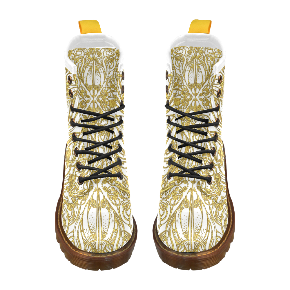 Lace Gold High Grade PU Leather Martin Boots For Women Model 402H