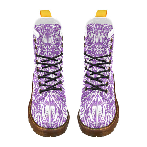 Lace Lilac High Grade PU Leather Martin Boots For Women Model 402H