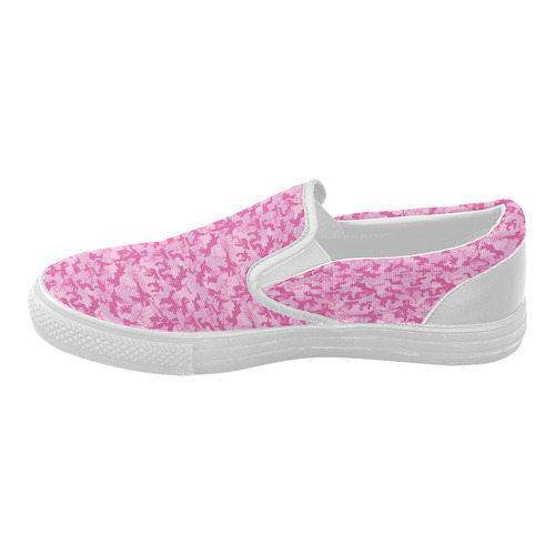 Shocking Pink Camouflage Pattern Women's Slip-on Canvas Shoes (Model 019)