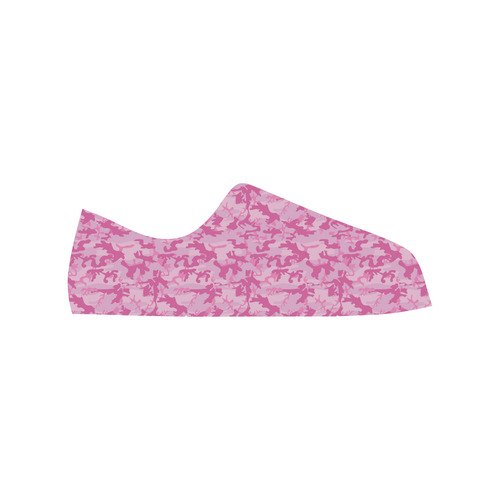 Shocking Pink Camouflage Pattern Low Top Canvas Shoes for Kid (Model 018)
