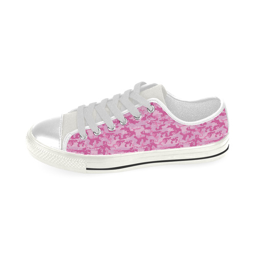 Shocking Pink Camouflage Pattern Low Top Canvas Shoes for Kid (Model 018)