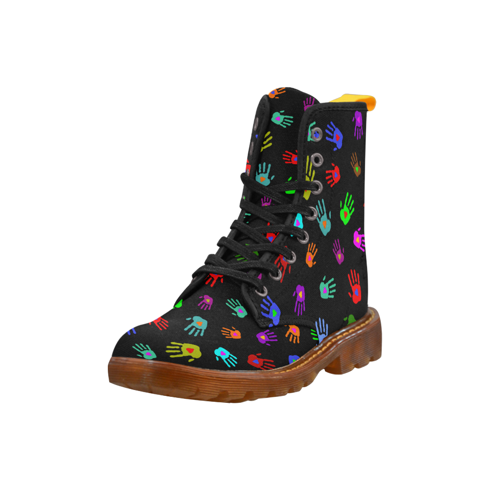 Multicolored HANDS with HEARTS love pattern Martin Boots For Men Model 1203H