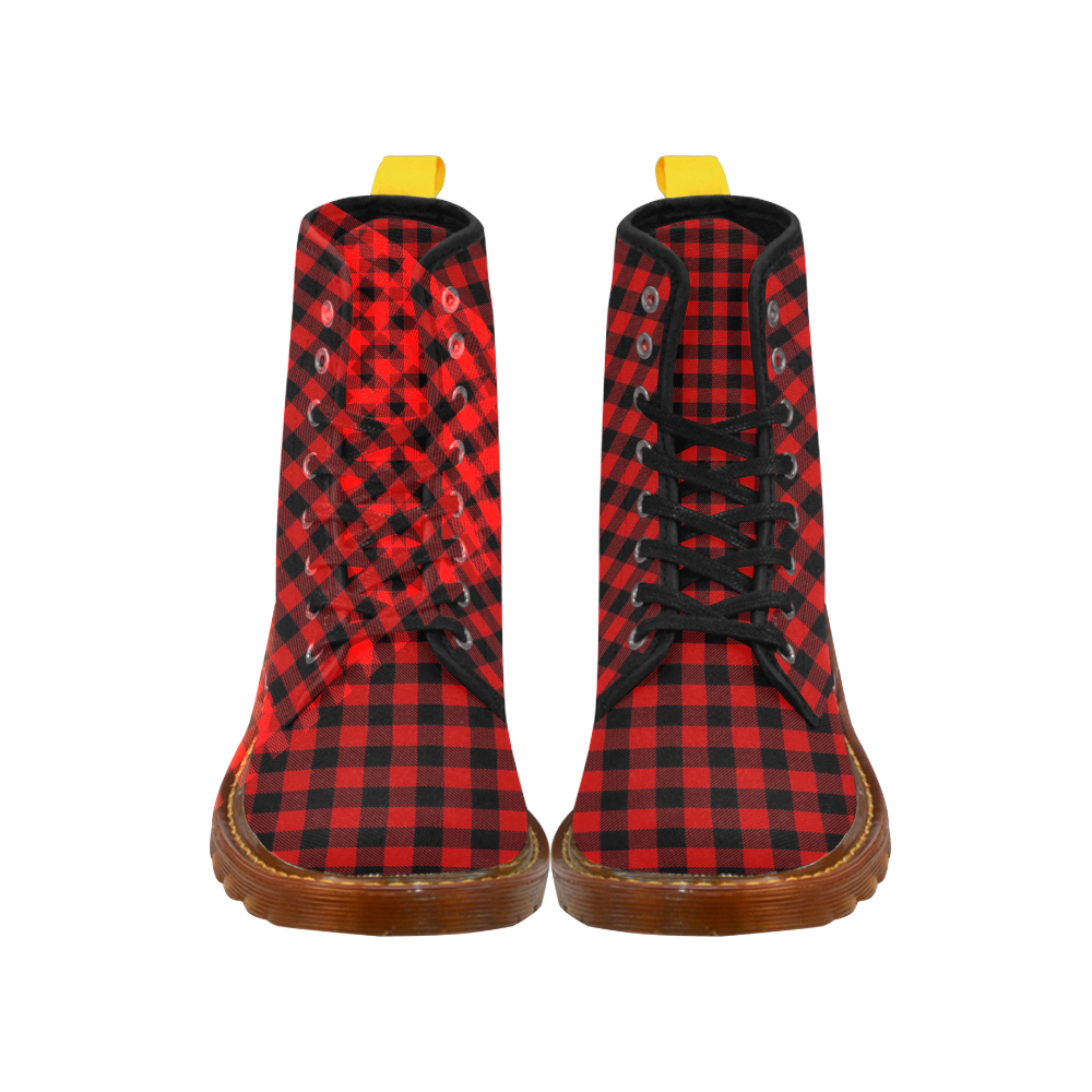 LUMBERJACK Squares Fabric - red black Martin Boots For Men Model 1203H