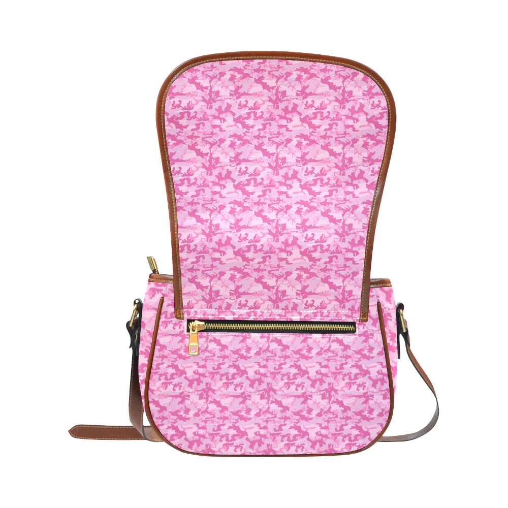 Shocking Pink Camouflage Pattern Saddle Bag/Large (Model 1649)