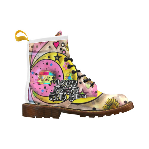 A Love Peace Popart by Nico Bielow High Grade PU Leather Martin Boots For Women Model 402H