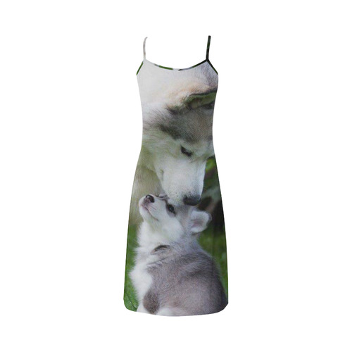 BEAUTIFUL TWO HUSKY PICTURE DRESS Alcestis Slip Dress (Model D05)