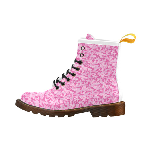 Shocking Pink Camouflage Pattern High Grade PU Leather Martin Boots For Women Model 402H