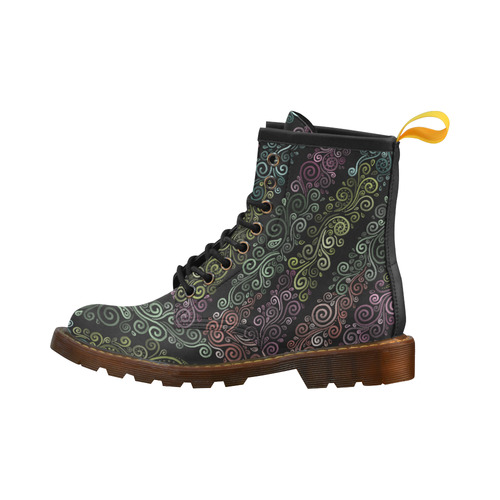 3D Psychedelic pastel High Grade PU Leather Martin Boots For Women Model 402H