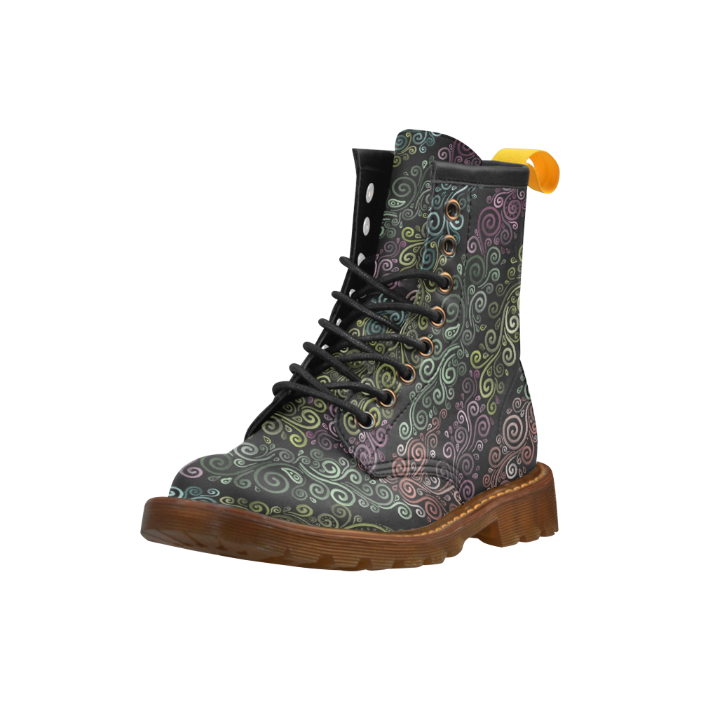 3D Psychedelic pastel High Grade PU Leather Martin Boots For Women Model 402H