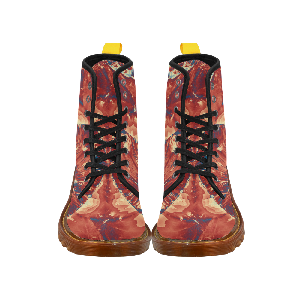 Abstract Fractal Painting - dark red blue beige Martin Boots For Men Model 1203H
