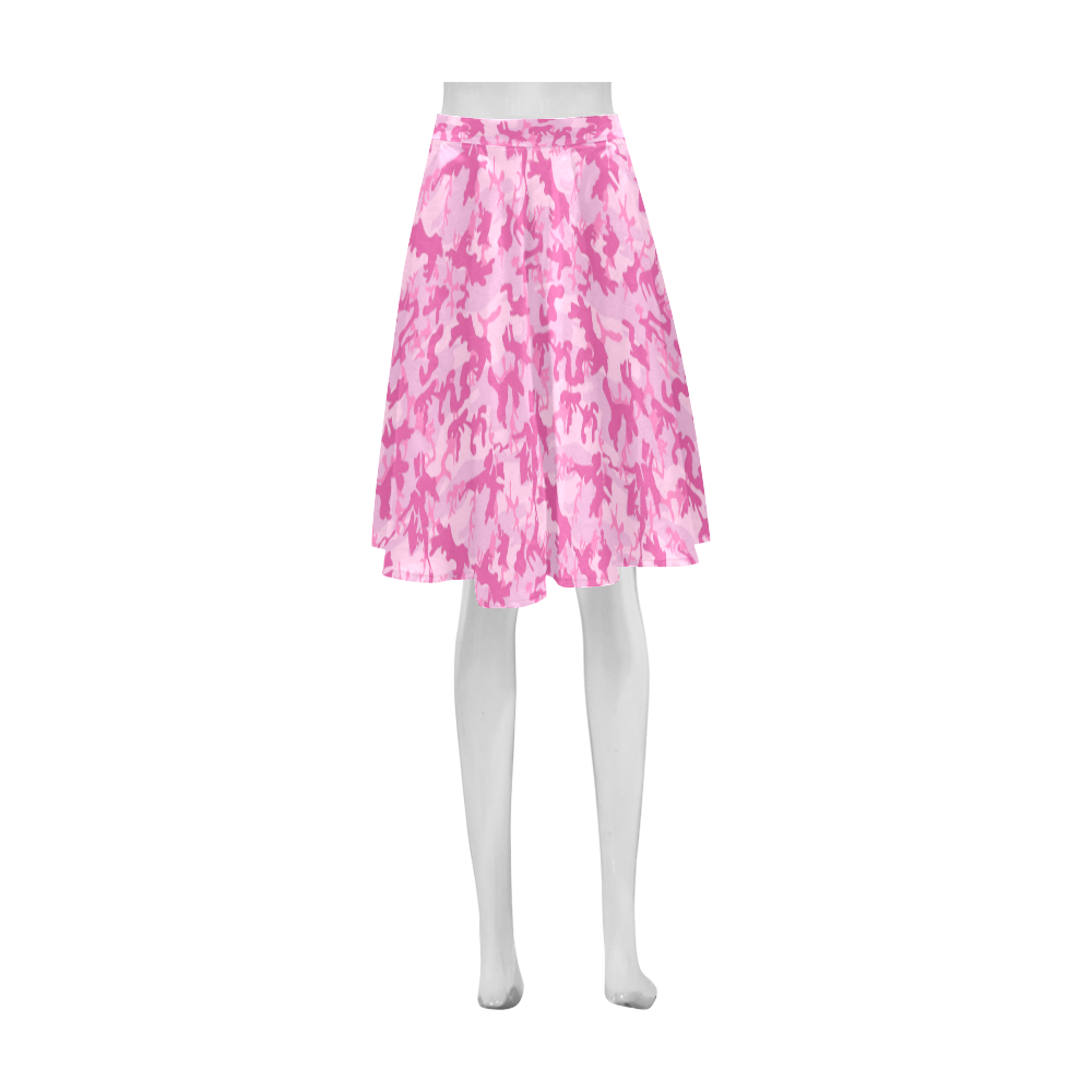 Shocking Pink Camouflage Pattern Athena Women's Short Skirt (Model D15)