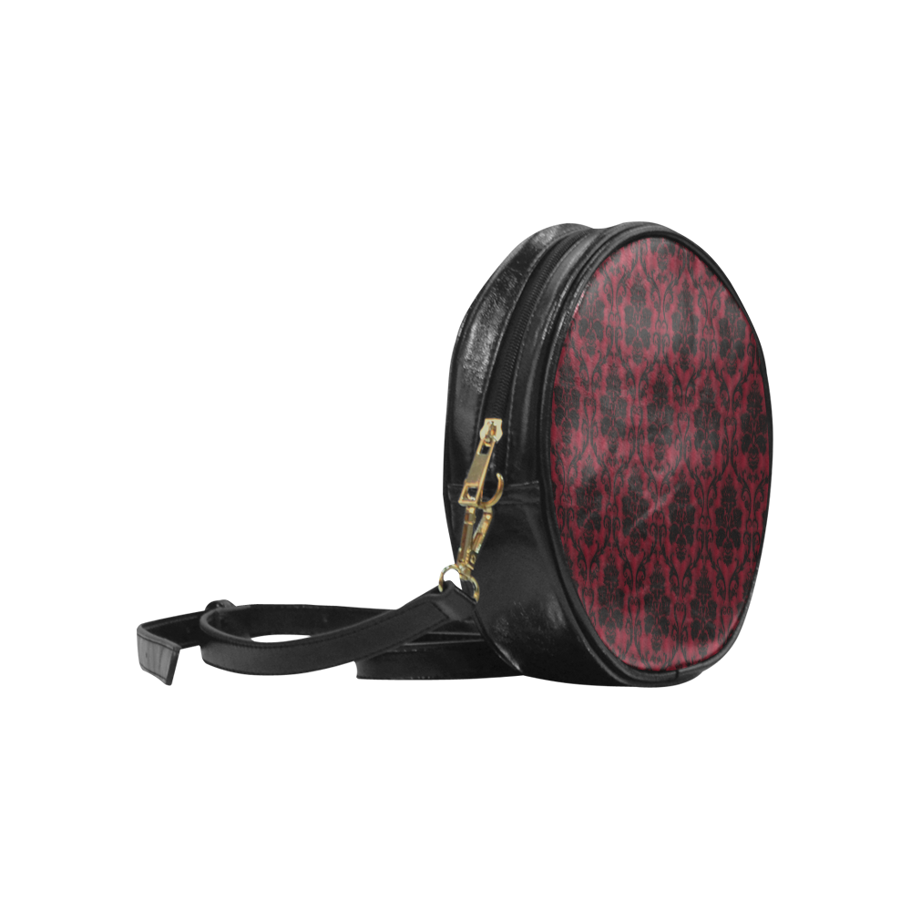Gothic Victorian Black'n Red Pattern Round Sling Bag (Model 1647)