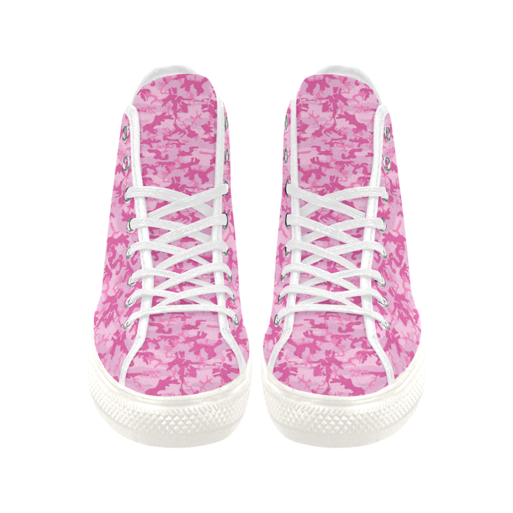 Shocking Pink Camouflage Pattern Vancouver H Women's Canvas Shoes (1013-1)