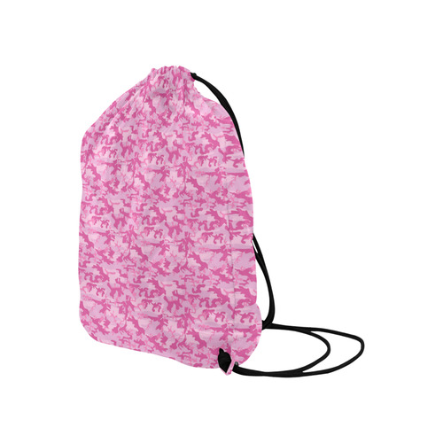 Shocking Pink Camouflage Pattern Large Drawstring Bag Model 1604 (Twin Sides)  16.5"(W) * 19.3"(H)