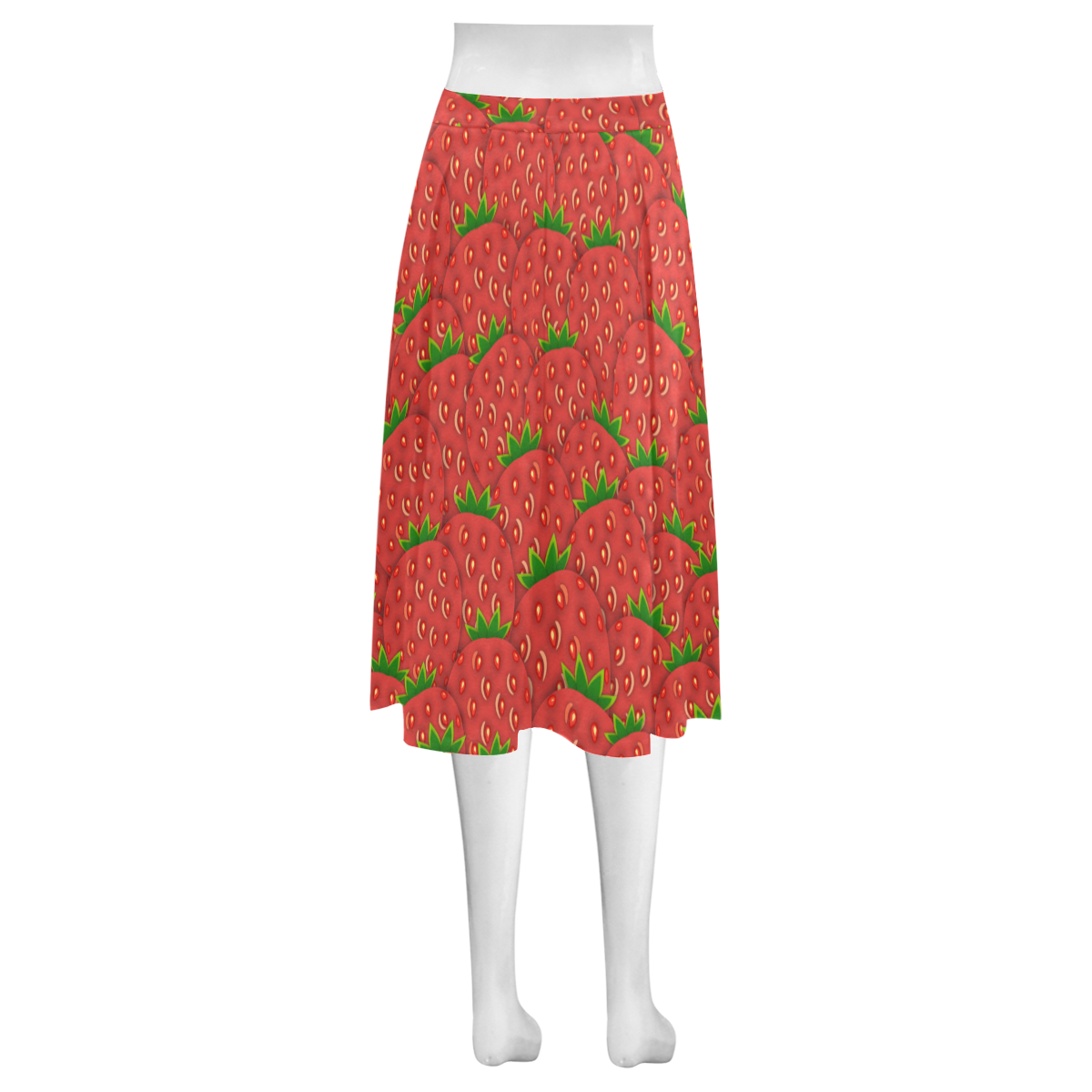 Strawberry Patch Mnemosyne Women's Crepe Skirt (Model D16)