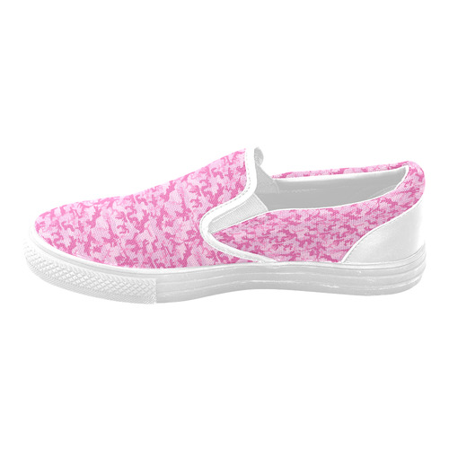 Shocking Pink Camouflage Pattern Women's Unusual Slip-on Canvas Shoes (Model 019)