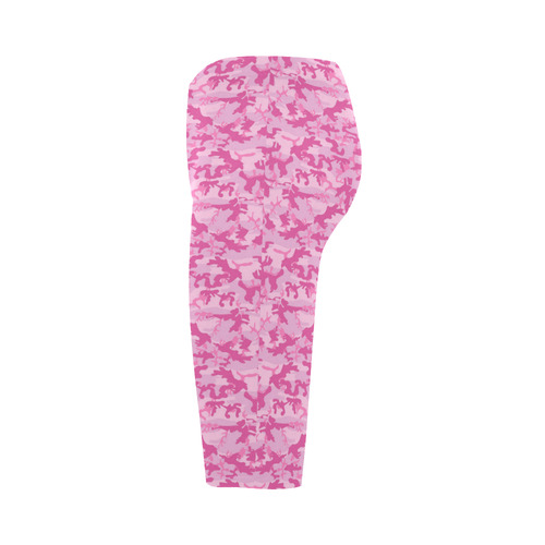 Shocking Pink Camouflage Pattern Hestia Cropped Leggings (Model L03)