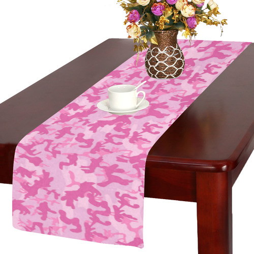 Shocking Pink Camouflage Pattern Table Runner 14x72 inch