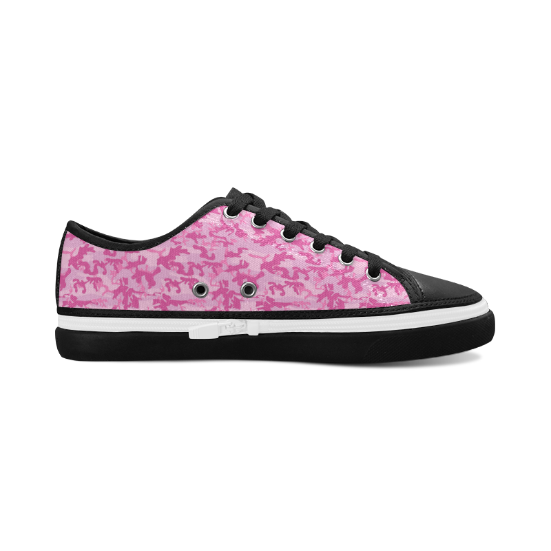 Shocking Pink Camouflage Pattern Women's Canvas Zipper Shoes/Large Size (Model 001)