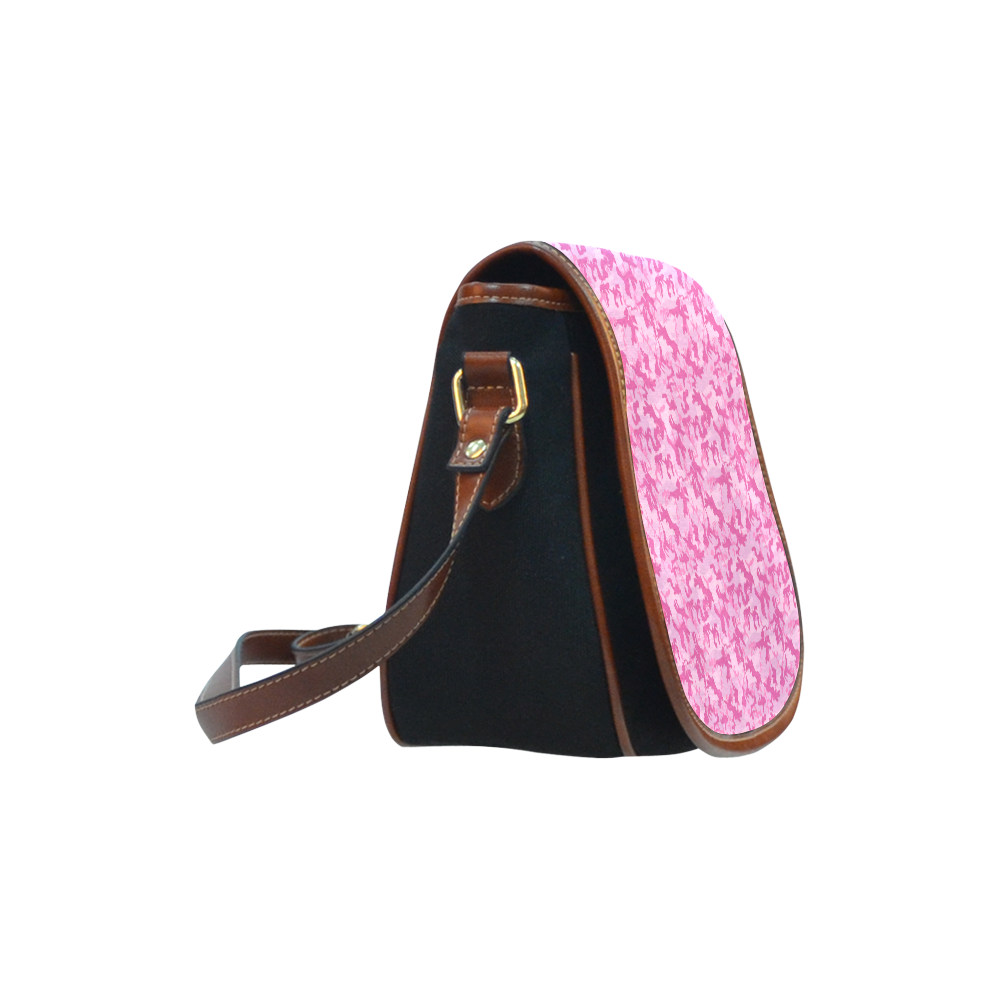 Shocking Pink Camouflage Pattern Saddle Bag/Small (Model 1649)(Flap Customization)