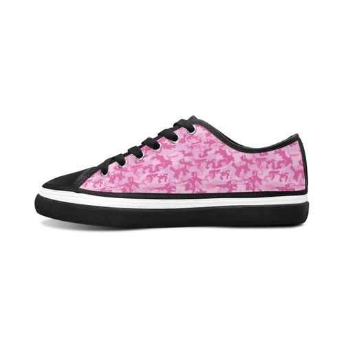 Shocking Pink Camouflage Pattern Women's Canvas Zipper Shoes/Large Size (Model 001)