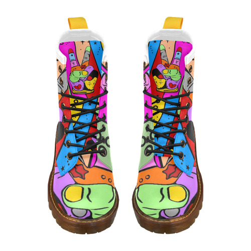 A Peace Popart by Nico Bielow High Grade PU Leather Martin Boots For Women Model 402H
