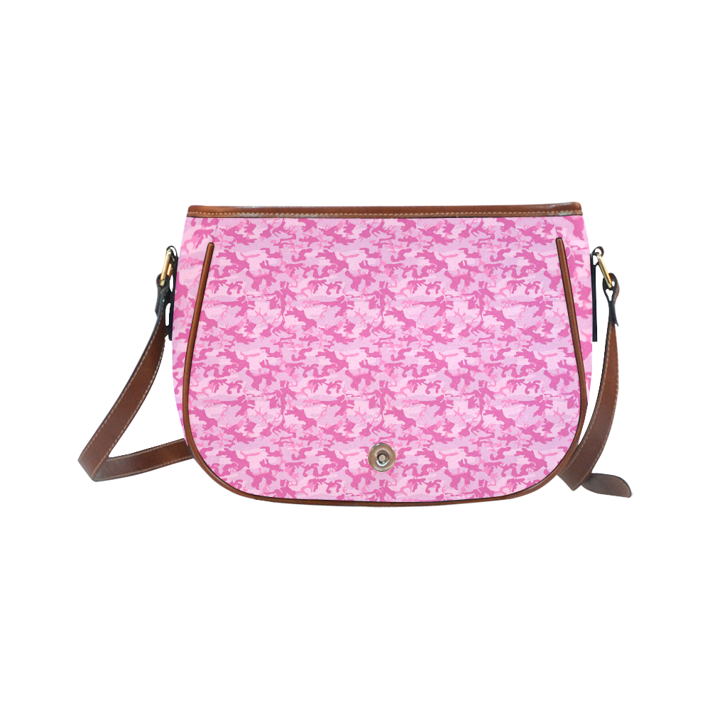 Shocking Pink Camouflage Pattern Saddle Bag/Small (Model 1649) Full Customization