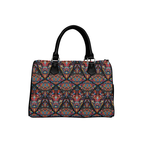 Bright colorful geometric floral tradition pattern Boston Handbag (Model 1621)