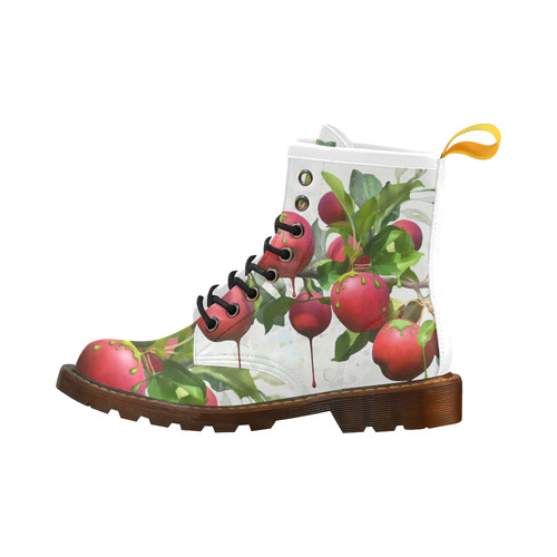 Melting Apples, fruit watercolors High Grade PU Leather Martin Boots For Women Model 402H