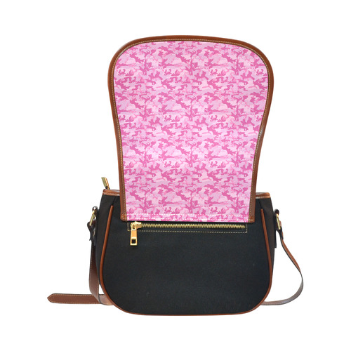 Shocking Pink Camouflage Pattern Saddle Bag/Small (Model 1649)(Flap Customization)