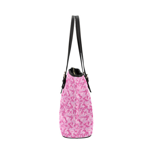 Shocking Pink Camouflage Pattern Leather Tote Bag/Small (Model 1651)