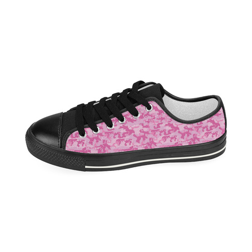 Shocking Pink Camouflage Pattern Women's Classic Canvas Shoes (Model 018)