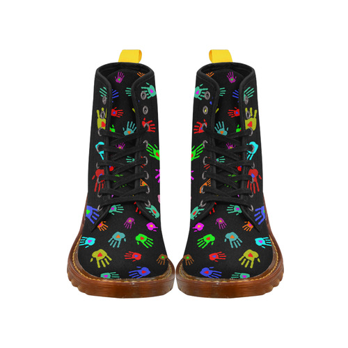 Multicolored HANDS with HEARTS love pattern Martin Boots For Men Model 1203H
