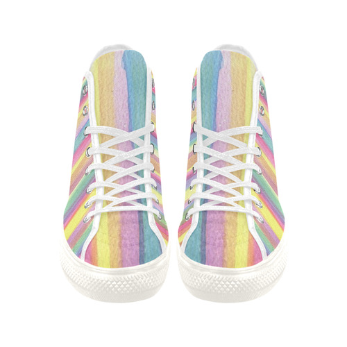 Rainbow Watercolor Stripes Vancouver H Women's Canvas Shoes (1013-1)