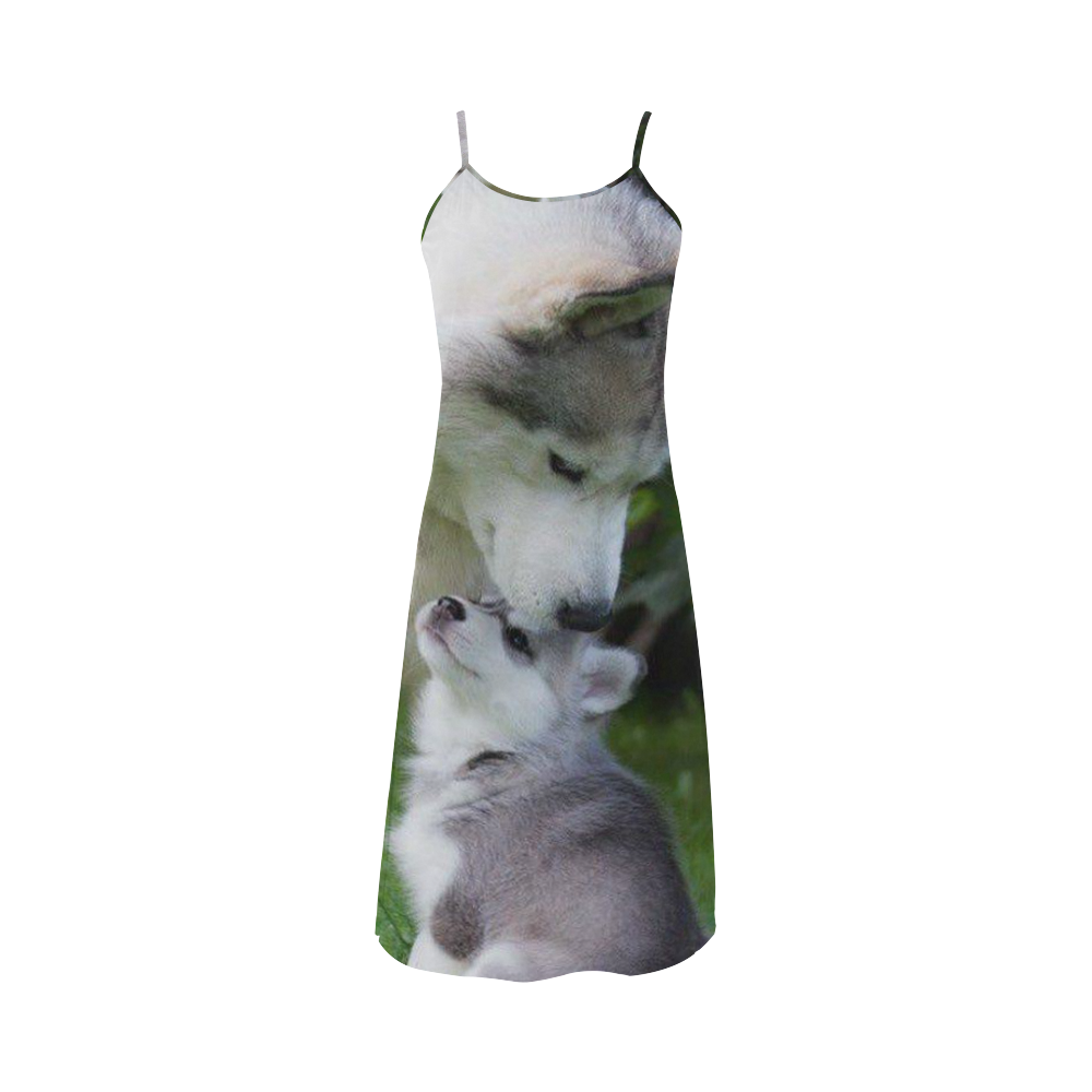 BEAUTIFUL TWO HUSKY PICTURE DRESS Alcestis Slip Dress (Model D05)