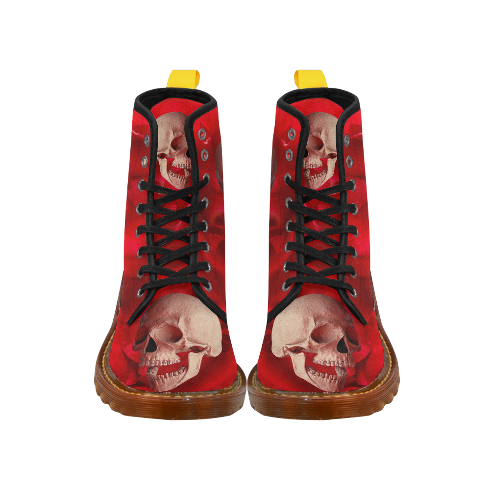 Funny Skull and Red Rose Martin Boots For Men Model 1203H