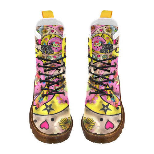 A Love Peace Popart by Nico Bielow High Grade PU Leather Martin Boots For Women Model 402H