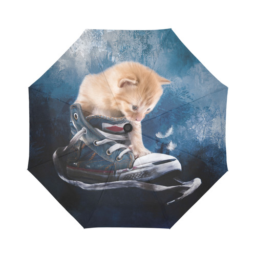 Cute painted red kitten plays in sneakers Auto-Foldable Umbrella (Model U04)