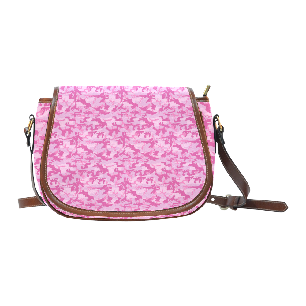 Shocking Pink Camouflage Pattern Saddle Bag/Large (Model 1649)