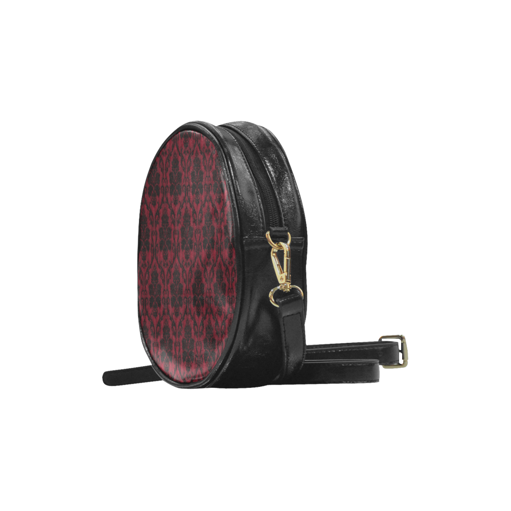 Gothic Victorian Black'n Red Pattern Round Sling Bag (Model 1647)