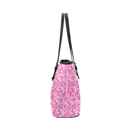 Shocking Pink Camouflage Pattern Leather Tote Bag/Large (Model 1651)