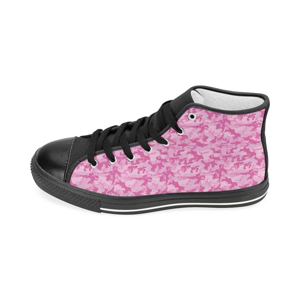 Shocking Pink Camouflage Pattern Women's Classic High Top Canvas Shoes (Model 017)