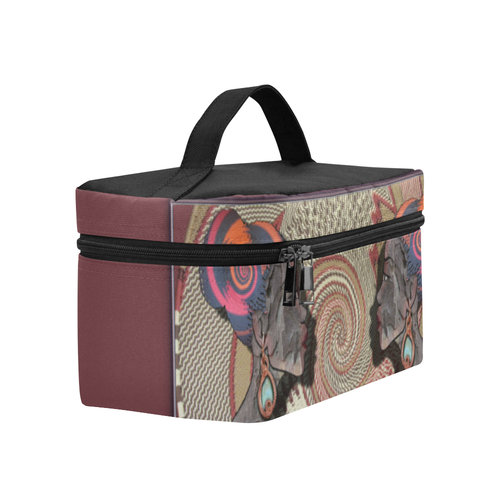 african woman on a woven plate Cosmetic Bag/Large (Model 1658)