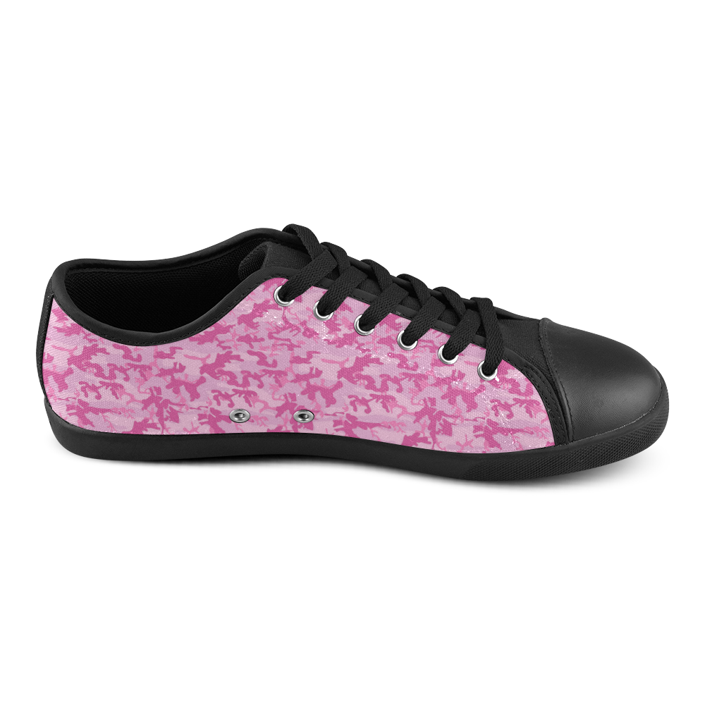 Shocking Pink Camouflage Pattern Canvas Shoes for Women/Large Size (Model 016)