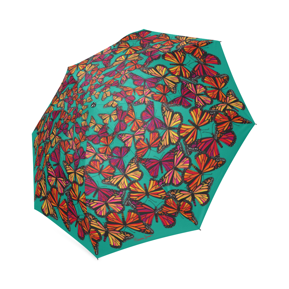 Hot Monarchs on Aqua Foldable Umbrella (Model U01)